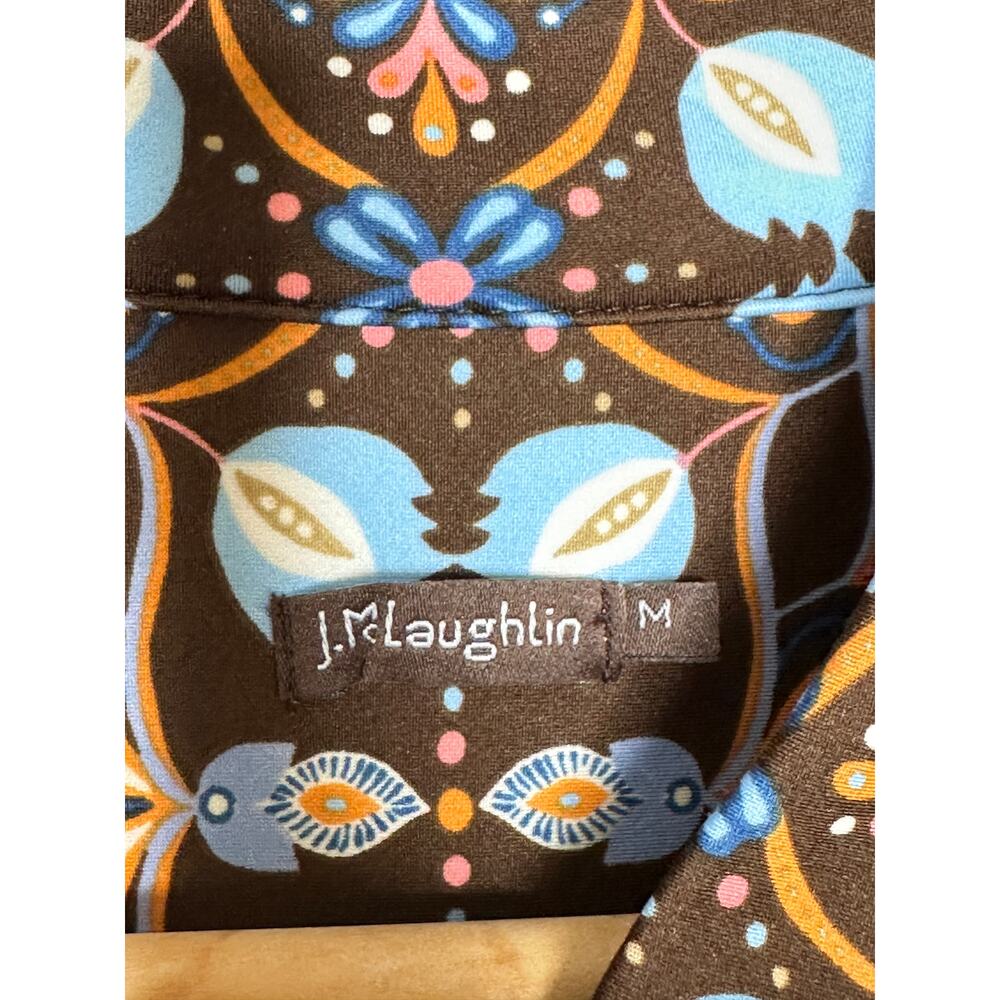 J. Mclaughlin Berlin Dress Atlas Tile Blue Brown Catalina Cloth Sz M $238 {Bb39} View 4